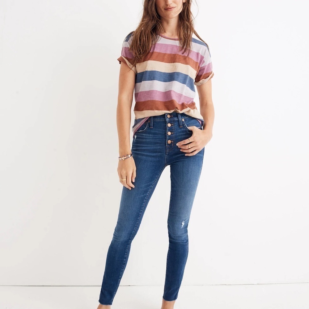 Madewell 10" High-Rise Button Fly Skinny Jeans | Size 29 | Hannah Wash